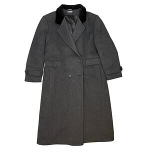 Vintage Karen Gray Wool Cashmere Blend Long Trench Coat Women’s 14